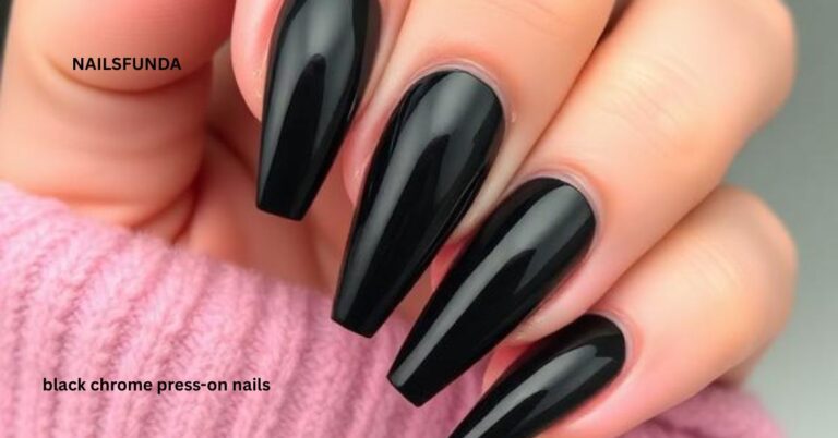 Black chrome press-on nails