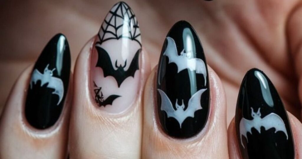 Bat Silhouette Nails