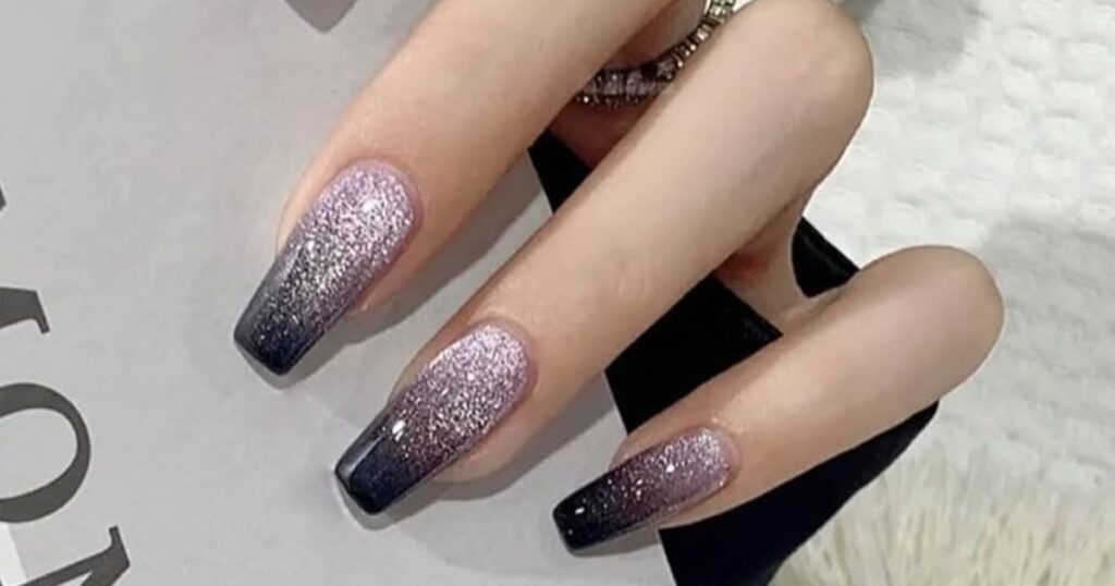 Black Cat Glitter Tips