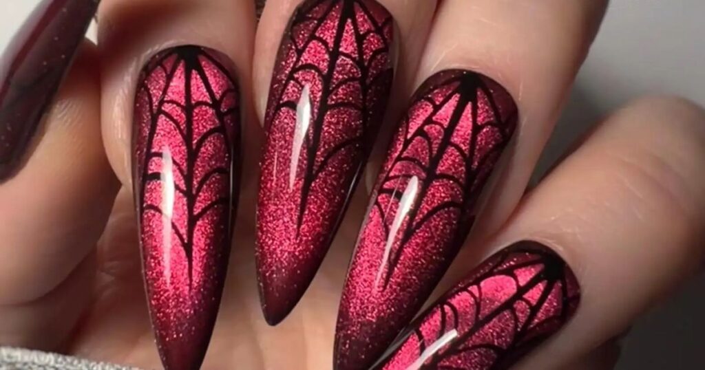 Black Cat and Web Nails