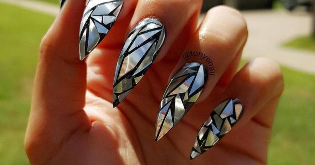 Broken Mirror Effect Nails
