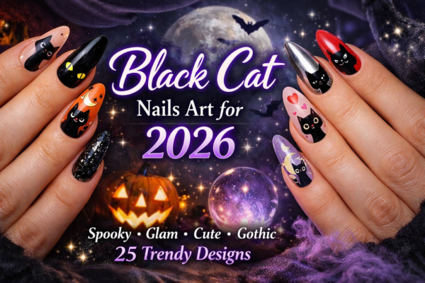 Black Cat Nails Art Designs