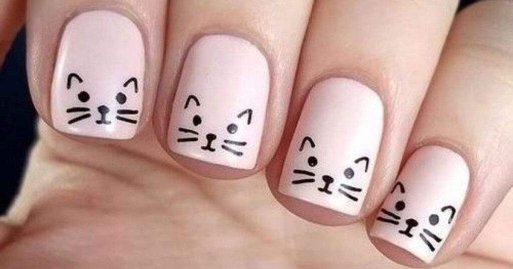 Cute Cartoon Black Cat Nails