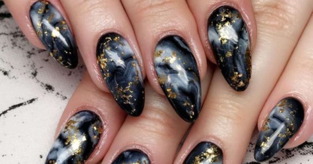 Dark Marble Nails