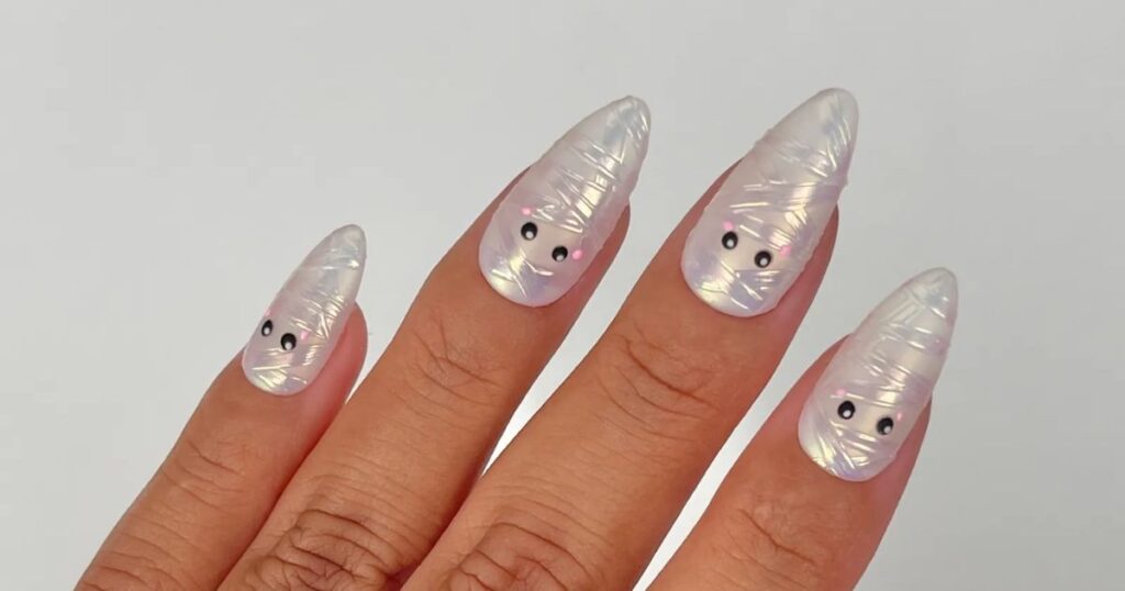 Glow-in-the-Dark Ghost Nails