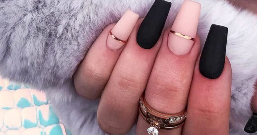 Matte Black Coffin Nails