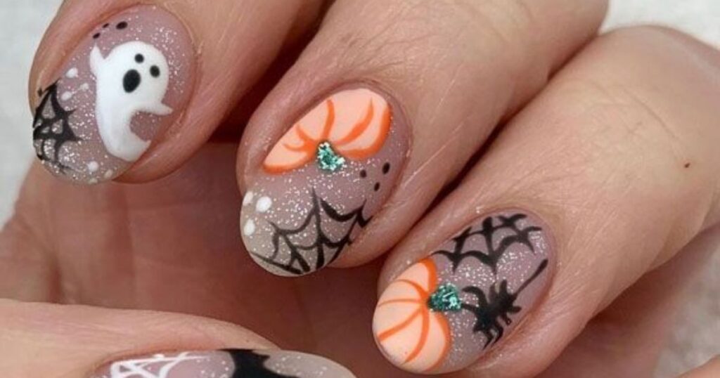 Mismatched Spooky Nails