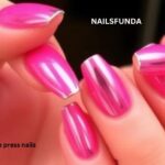 Pink chrome press nails