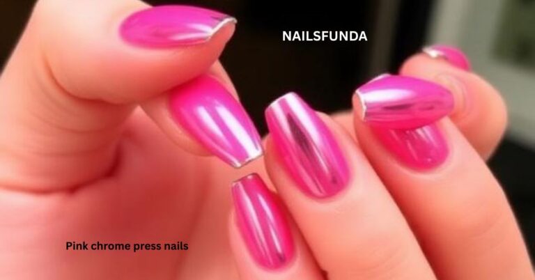 Pink chrome press nails