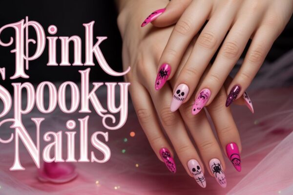 Cute Pink Spooky Nails