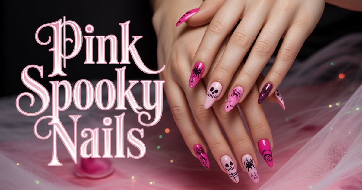 Cute Pink Spooky Nails