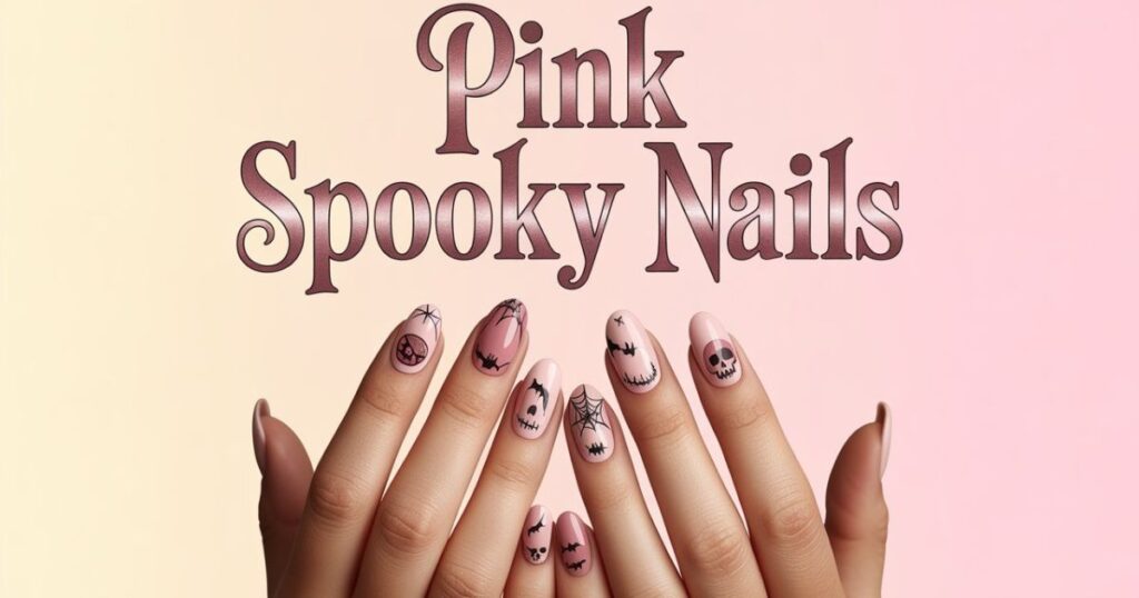 Pink and Black Spider Web Nails