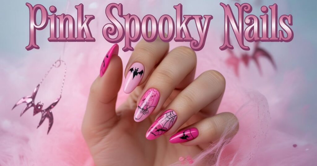 Pink French Tips with a Spooky Twist
