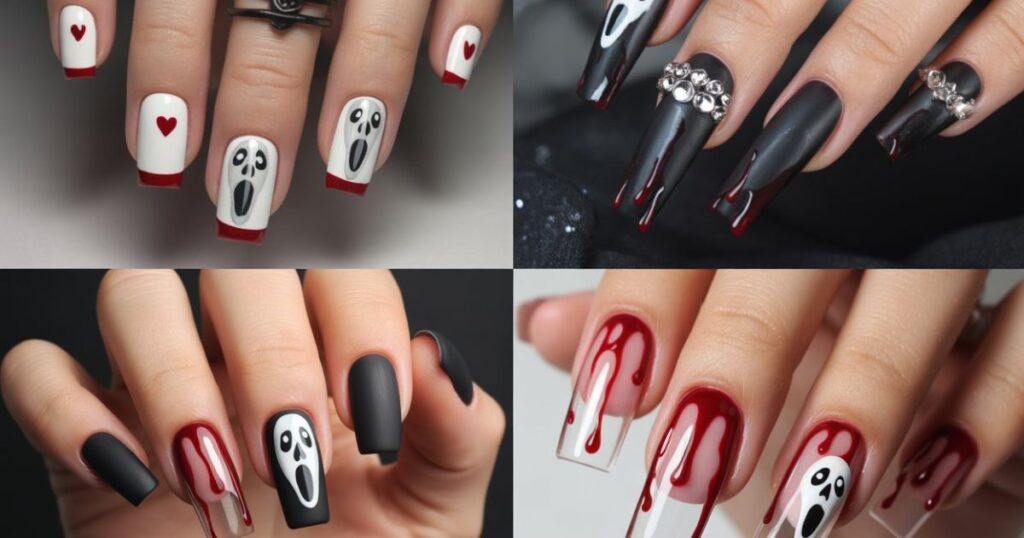 Clear-Tip Coffins with Dripping Blood and Ghostface Masks