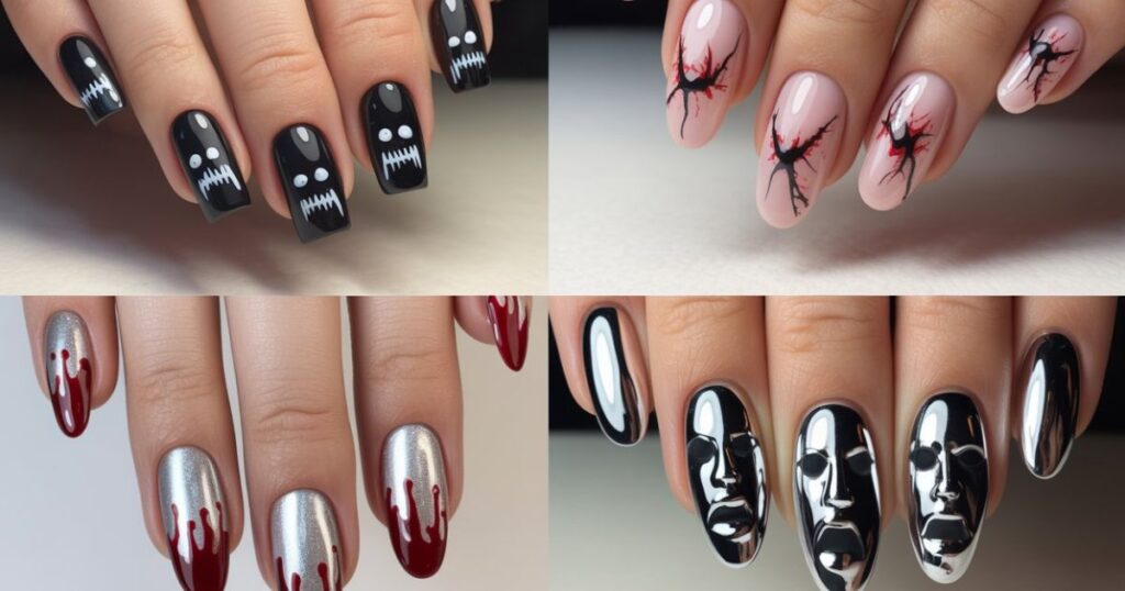 Pastel Pink Coffin Nails with Splatter Details