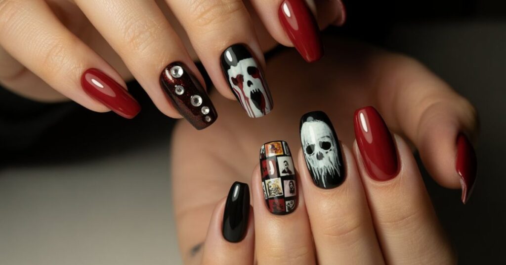 Red and Black Coffins with Ghostface and Blood Drips