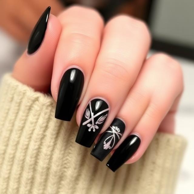 Black French Manicure With a Twist
