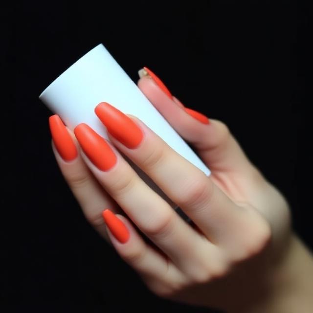 Long Matte Orange Nails