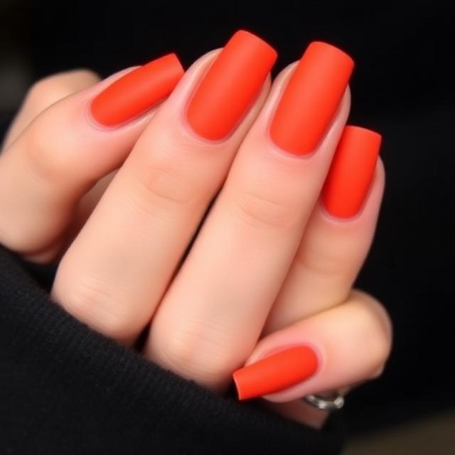 Matte Orange Nail Design