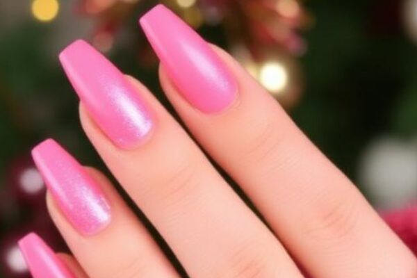 Pink Christmas Nails for a Glam Holiday Vibe