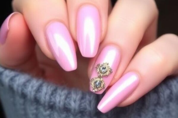 Soft Pink Chrome Nails for the Most Luminous Spring Manicure