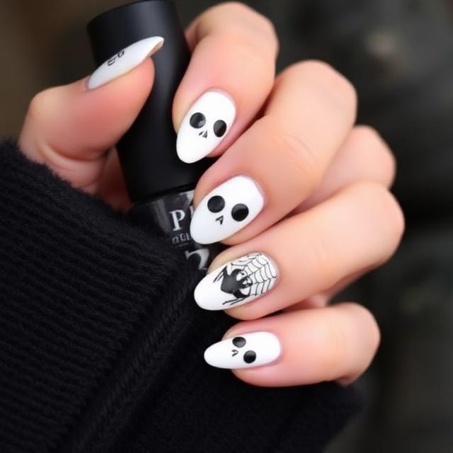 White Halloween Nail Designs