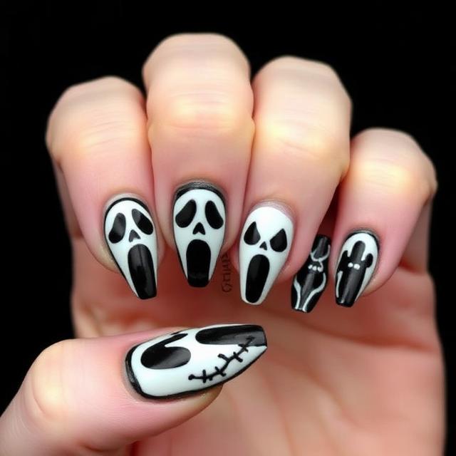 Scream Halloween Nails