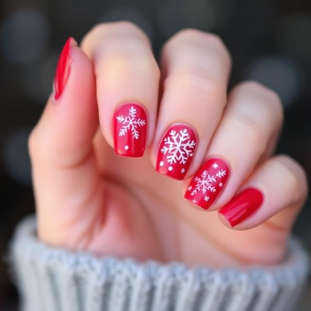 Christmas Nails Red and White to Awake your Inner Santa